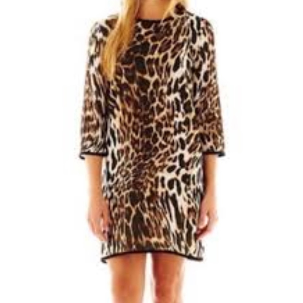Mango long sleeve leopard shirt dress